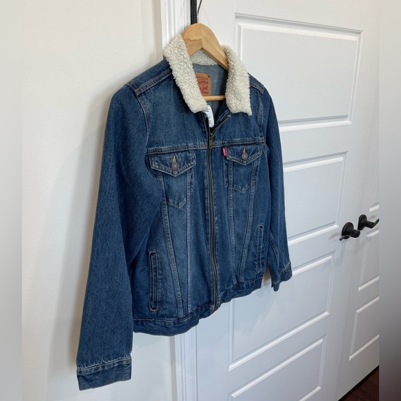 Levi Strauss Boy’s Jean Jacket Trucker Sherpa Collar Denim, Vintage, sz Large - Picture 7 of 8